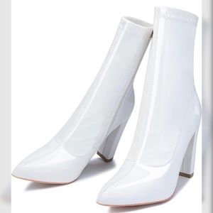 Women's Fashion Ankle Boots Comfy Pointed Toe Chunky High Heels Sexy Side Zipper